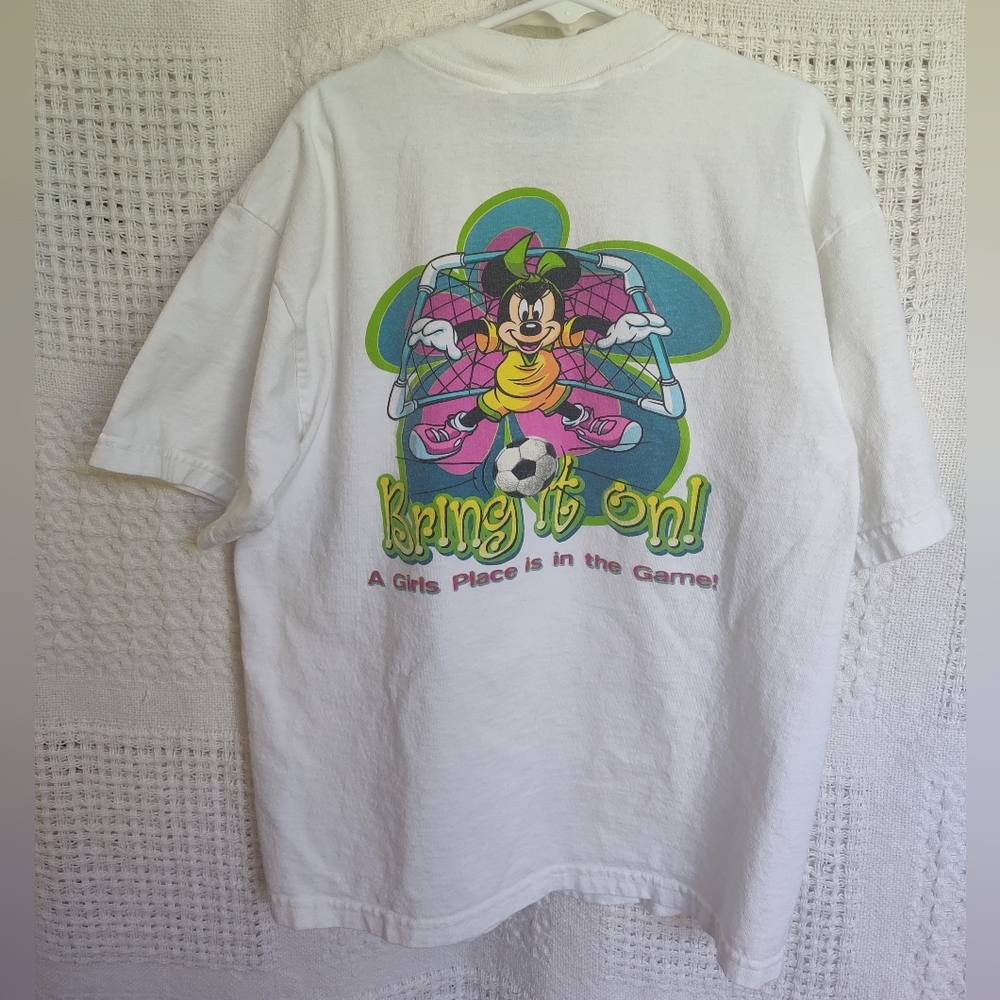 Vintage 90's Minnie Mouse "Not Just a Pretty Face" Soccer T Shirt Size M 10/12